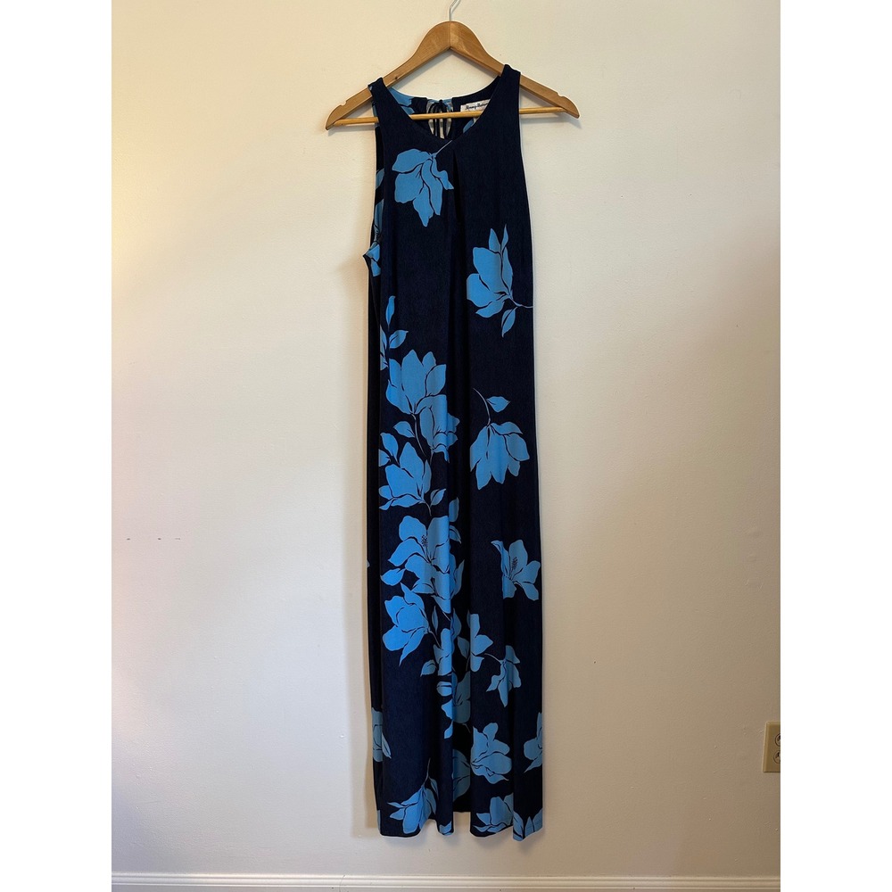 Tommy Bahama Navy Blue Floral Sleeveless Maxi Dress | Size Medium